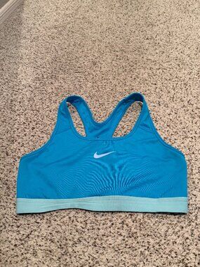 Nike | Dri-Fit Swoosh Two-Tone Sports Bra | Turquoise | Size: L